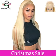 Панда 4x4 светлые 613 кружево парики бразильских волос блондинка прямые волосы Кружева Закрытие парик 150% плотность 613 Блондин человеческие волосы парики шнурка человеческих волос