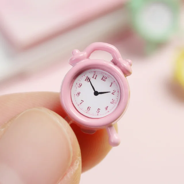 1PC 1:12 Scale Mini Metal Alarm Clock Home Decoration Dollhouse Miniature Toy Doll Living Room Accessories 10 Colors 4