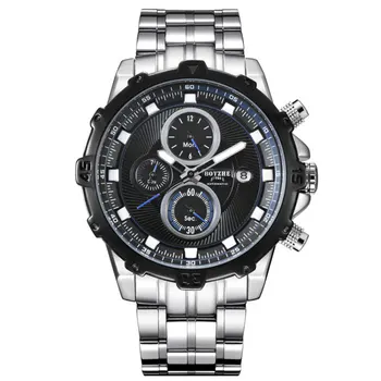 

BOYZHE Steel Automatic Mechanical Watch Men's Multi-function Watch Male Sports Watches Waterproof Luxury Clock Three Eyes Reloj