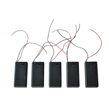 

New 5x ON/OFF Switch 5.5" Leads Battery Holder Box Case for 9V Batteries