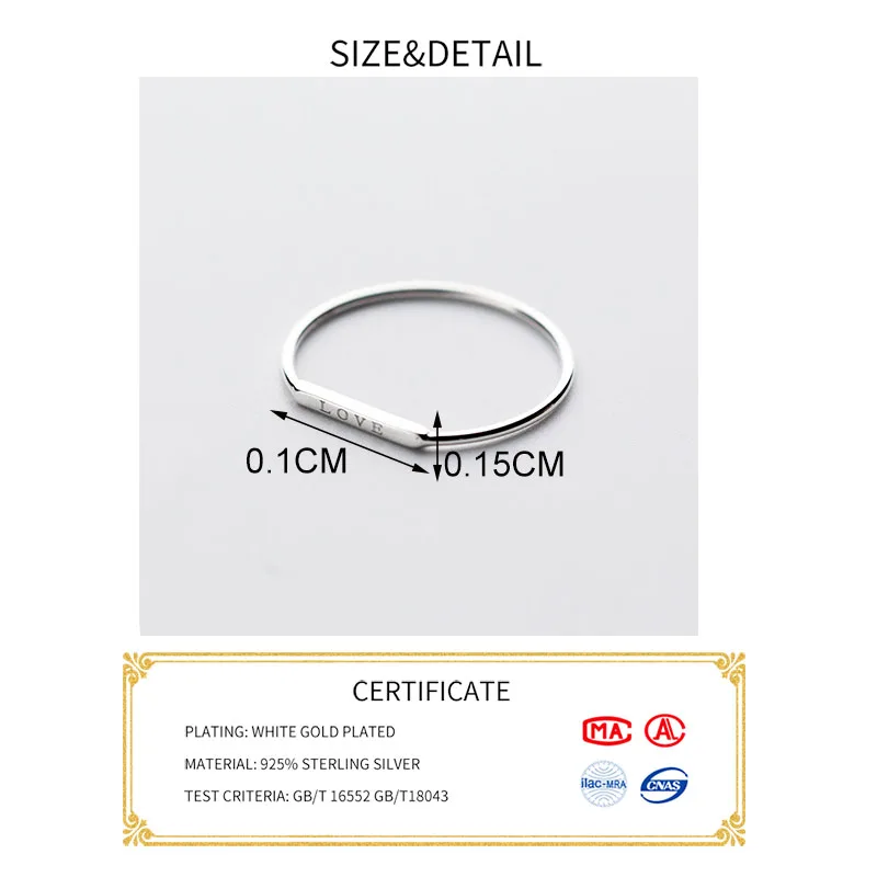 INZATT Real 925 Sterling Silver Love letter Ring For Fashion Women Party Cute Fine Jewelry Minimalist Accessories 2020 gift
