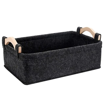

Nordic Felt Cloth Desktop Storage Basket with Handles Simple Home Sundries Organizer Frame Seasoning Finishing Basket