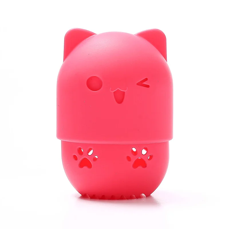 Kitten Beauty Powder Puff Blender Holder Sponge Makeup Egg Drying Case Portable Soft Silicone Cosmetic Blender Sponge Box Holder - Цвет: Rose Red