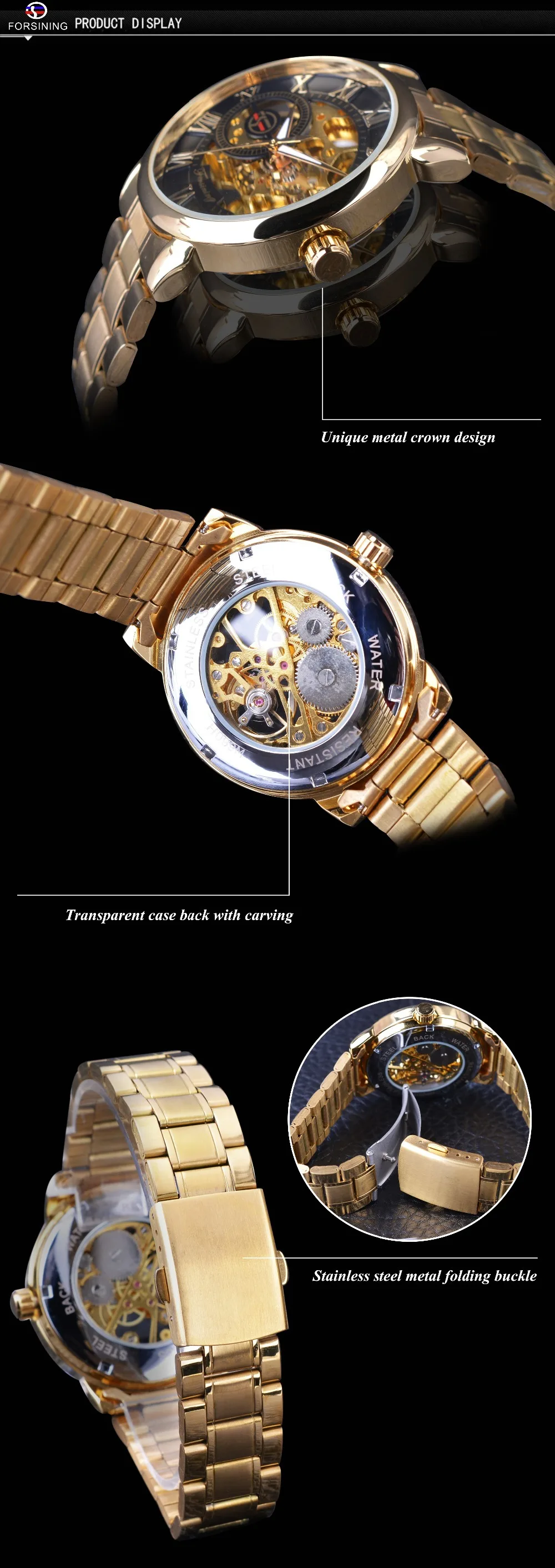 

Forsining Hollow out Men Manual Analog Watch Men's Manual Analog Watch Steel Belt MEN'S Watch