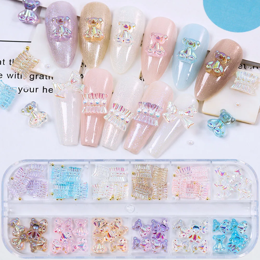 1 коробка разноцветные украшения для ногтей различные цветы галстуки-бабочки