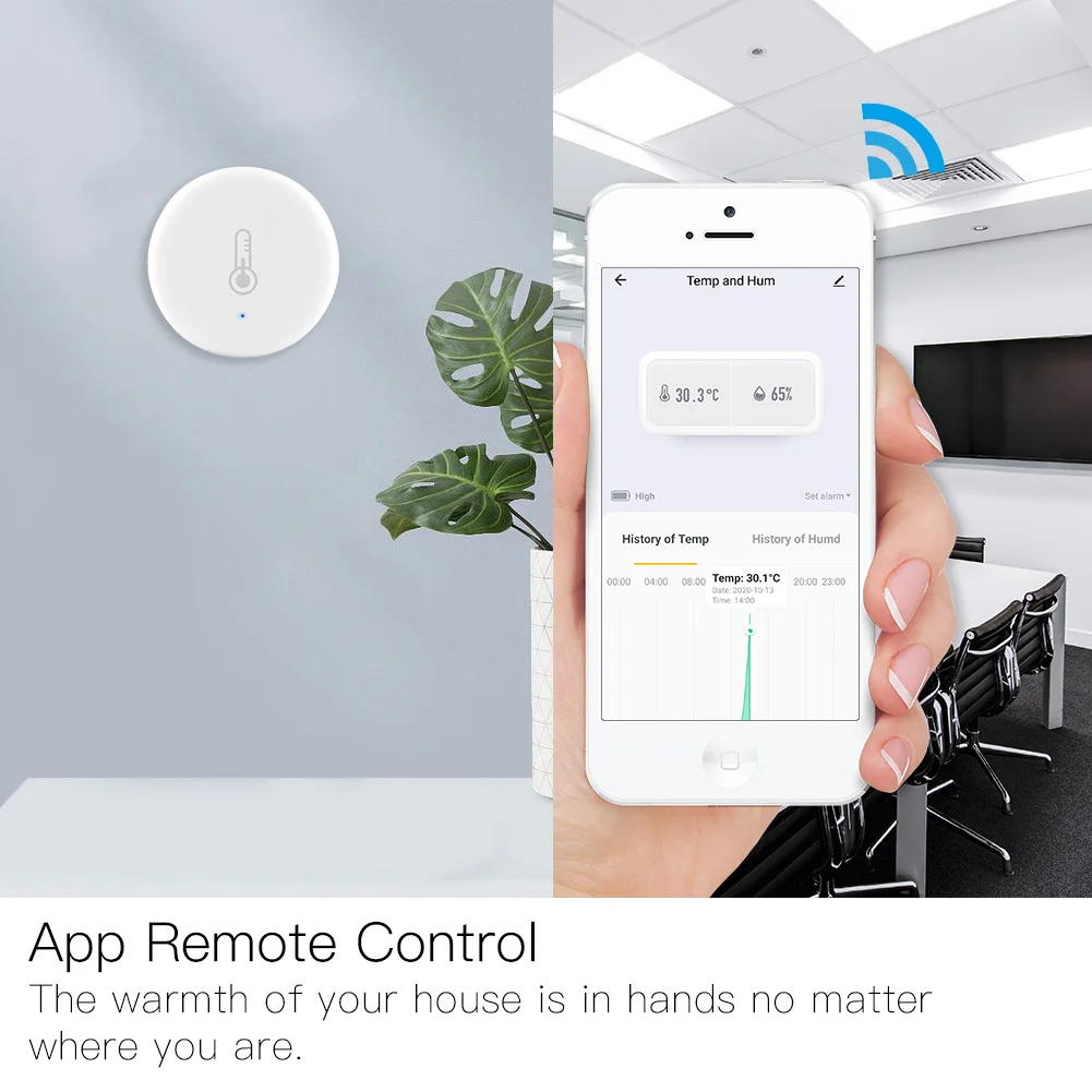 Moes Tuya Smart ZigBee 3.0 Smart Temperature And Humidity Sensor Battery Powered Security With Tuya Smart Life App Alexa