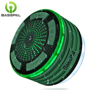 Image 1 - BassPal Dusche Lautsprecher, IPX7 Wasserdichte Tragbare Wireless Bluetooth Lautsprecher mit Radio, Saugnapf und Führte Stimmung Lichter