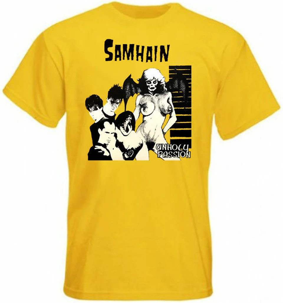 Футболка Samhain Unholy Passion желтый постер ужас панк-браслет все размеры S-3Xl унисекс