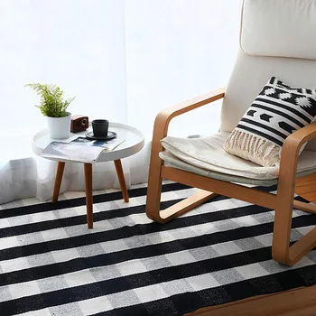 

Wishstar Black And White Plaid Cotton Rug Nordic Simple Carpet Strip For Sofa Kithen Bathroom Floor Mat Hallway Rugs