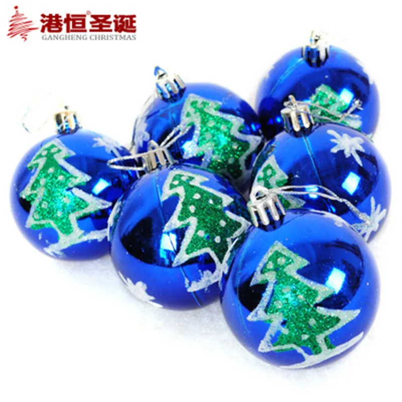 6pcs Christmas Tree Painted Balls Christmas Decoration Hanging Balls