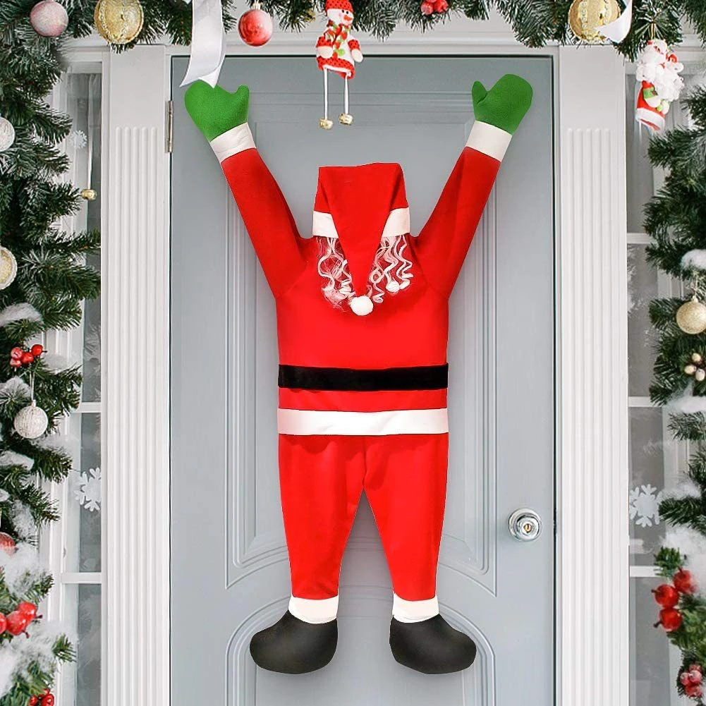 Decoración navideña de Papá Noel, adornos navideños para puertas, ventanas, coches, escaleras, techos, chimeneas, y adornos en forma de gota| - AliExpress