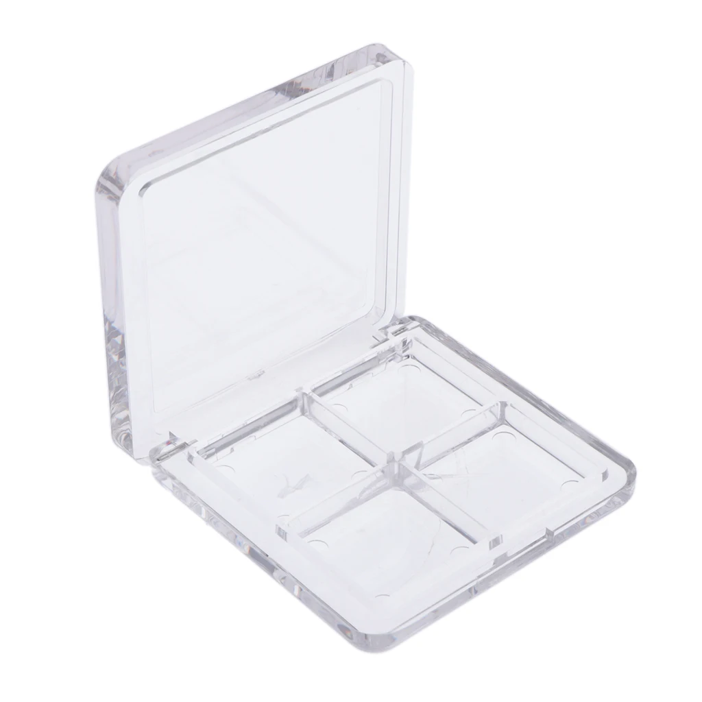 DIY Empty Lipstick Palette, Clear & Square Makeup Containter with 4 Wells for Eyeshadow/Lip Colors/Concealer/Bluse, Travel Box