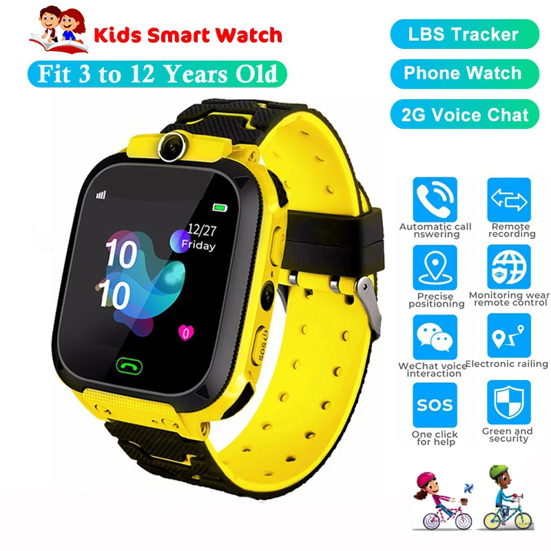 

LIGE Children's Smart Watch baby Yellow watchLBS Positioning Tracker Phone call Connection SOS 2G SIM baby Smart Watch Boy girl