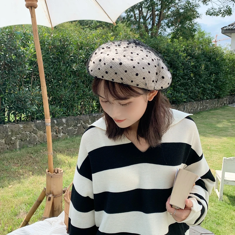 Australia Wool Beret Beanies With Veil 