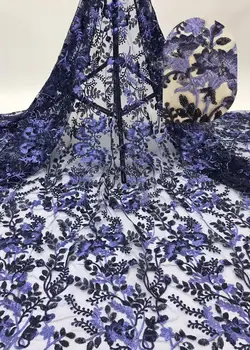 

5 yards Soft Royal Blue Handcut African Organza lace Fabric with sequins Nigerian Ghana occasional sewing wear high quality