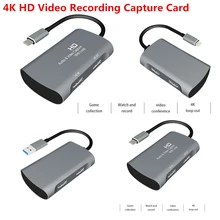 Hd 1080p 4k tipo-c para o cartão de captura de vídeo portátil usb 3.0 caixa de gravação de vídeo grabber para o registro do jogo transmissão de streaming ao vivo