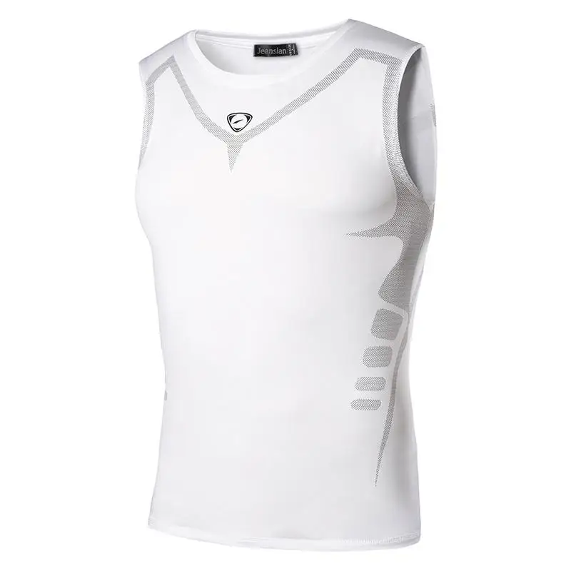 

jeansian Sport Tank Tops Tanktops Sleeveless Shirts Running Grym Workout Fitness Slim Compression LSL207 White2