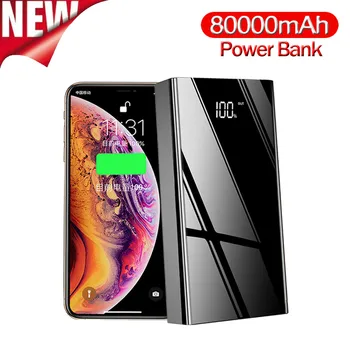 

Power Bank 80000 MAh Large-capacity Portable Mobile Phone Charger LCD Digital Display 4 USB PowerBank for Samsung Xiaomi Iphone