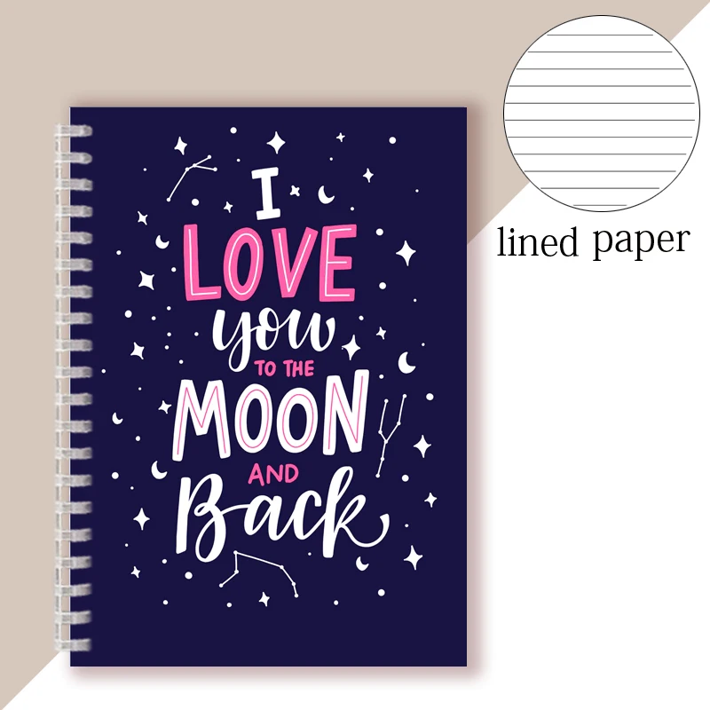 Carnet de notes à spirale A5 pour femme, graphique pour femme, lettre  décontractée, léopard, fleur, lune, classeur à anneaux, tendance des années  90, Mama Love Sweet - AliExpress