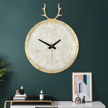 

Luxury Silent Wall Clock Modern Design Nordic European Gold Wall Clock Minimalist Copper Living Room Wandklok Home Decor AD50WC