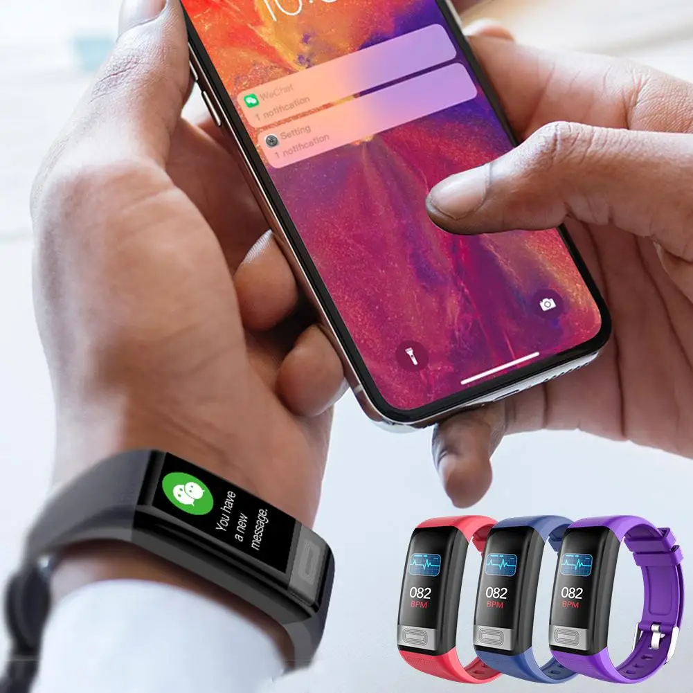 Умный Браслет Bluetooth Смарт-браслет ЭКГ+ PPG пульсометр кровяное давление кислород мониторинг сна водонепроницаемый SmartBracelet Id115