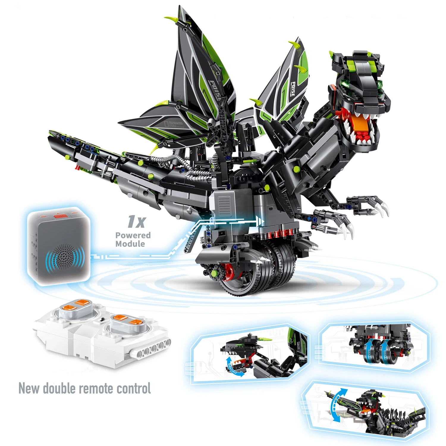 

1297PCS RC Robot RC Building Block Robot DIY Assembly Balanced Programming Dinosaur Toys Robot 2.4G RC APP Control for Kids