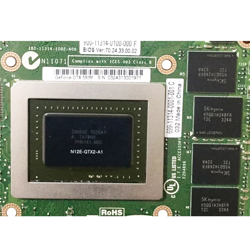 GTX580M GTX 580M GDDR5 2GB N12E-GTX2-A1 Graphics