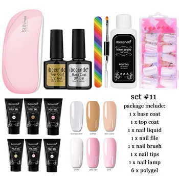 

Quick Nail Extension Kit 30g Poly Gel Nail Builder with Nails Form Tips Slip Solution Base Top Coat Nails Art Set Salon Tools