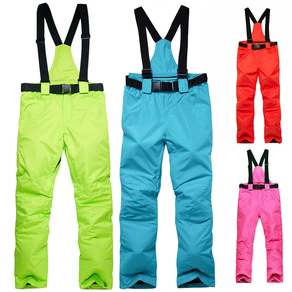 Men Women Winter Snow Ski Suspender Pants Warm Windproof Waterproof Trousers Women Ski Pants Brands New Outdoor Sports High Qual