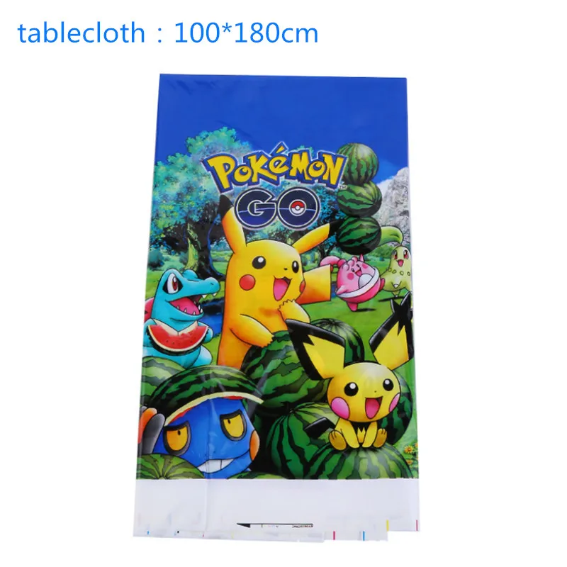 PKQ- tablecloth 1pcs Покемон тематический Пикачу вечерние украшения на день рождения принадлежности для украшения бумажные тарелки маска для душа набор посуды - Цвет: PKQ- tablecloth 1pcs