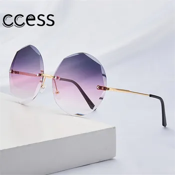 

2020Fashion Polygon Trimmed Frameless Sunglasses Women Brand Designer Rimless UV400 Glasses Gradient Ocean Square Metal Eyewear