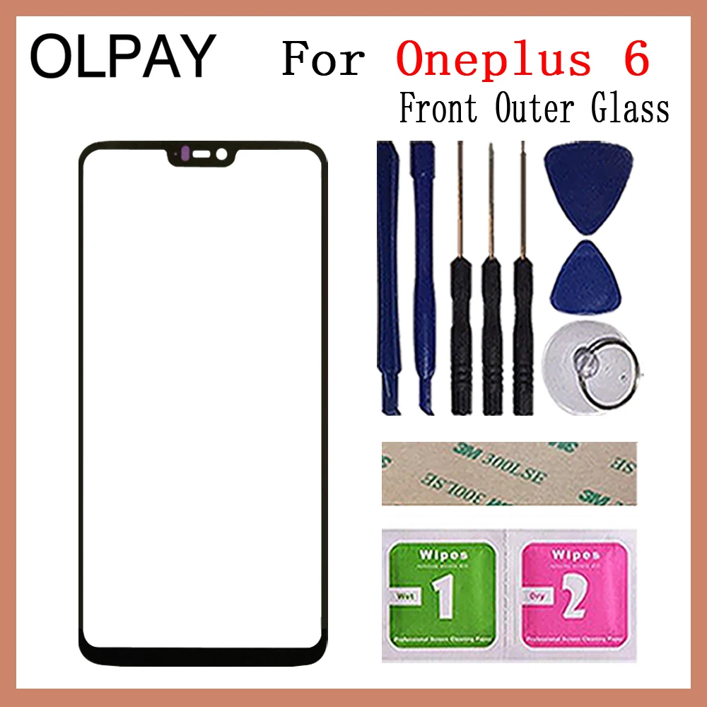 Black With Tools Мобильный сенсорный экран внешнее стекло для Oneplus 5 5T 6 6T 7 сенсорный экран сенсор Передняя панель дигитайзер стеклянная крышка Замена - Color: Black With Tools