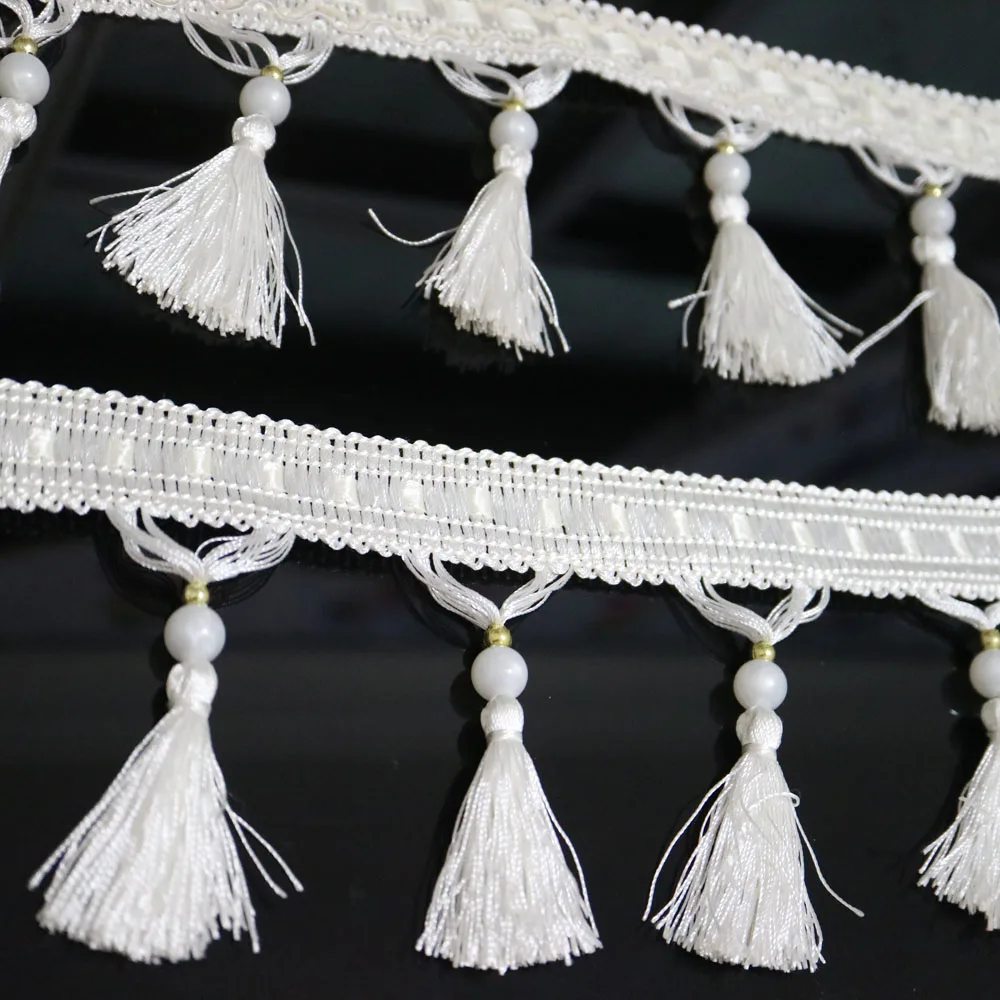 1yard beaded fringe trims for clothes curtain Handmade beading trimmings diy sewing accessories