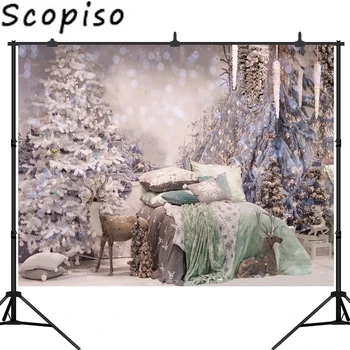 

Scopiso Christmas Photography Backdrops Winter Snow Tree Elk Family Kid Xmas Party Decoration Photo Background Studio Prop