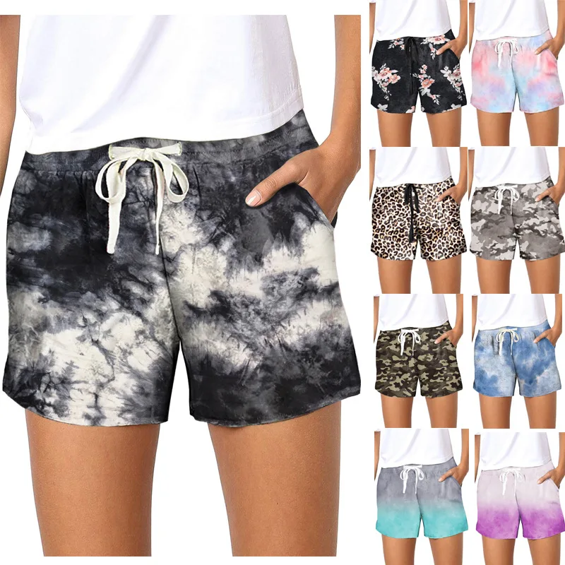 

New Slim Tie Dye Pattern Gradient Casual Shorts for Women