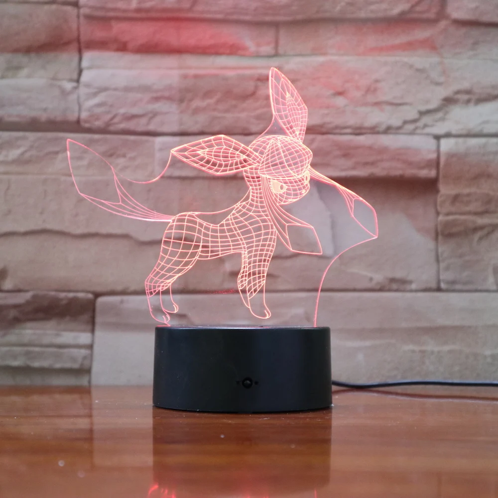 Pokemon Go Glaceon рисунок детский Ночной светильник светодиодный сенсорный датчик батарея ночной Светильник праздничный подарок Спальня 3d лампа Eevee family