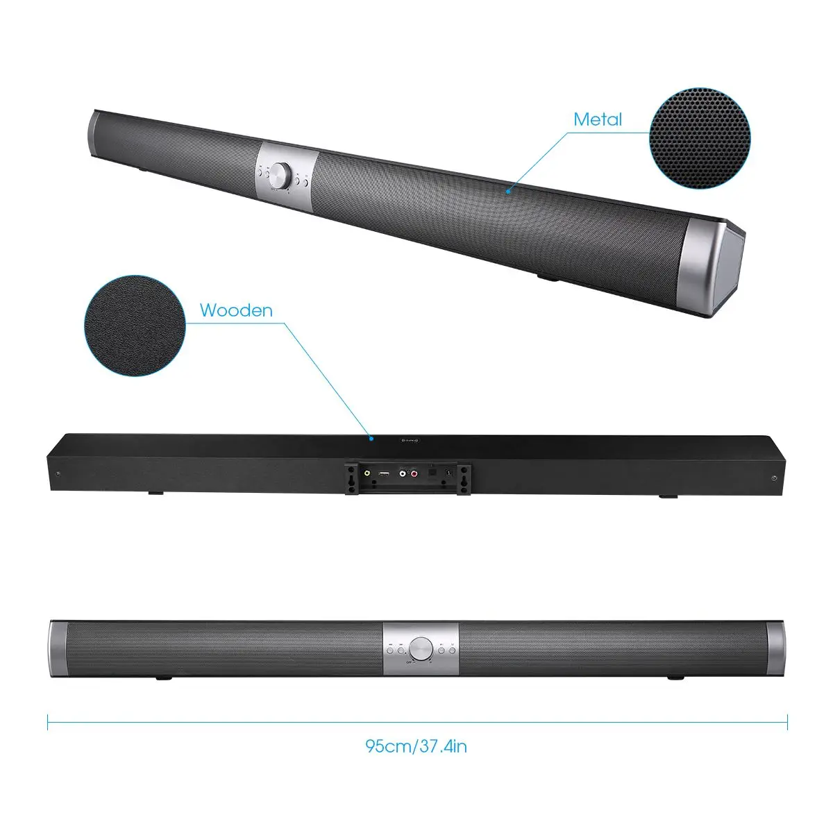  Portable Subwoofer Speaker 3D Wireless bluetooth HIFI Stereo Soundbar Remote Control NFC Wall Mount