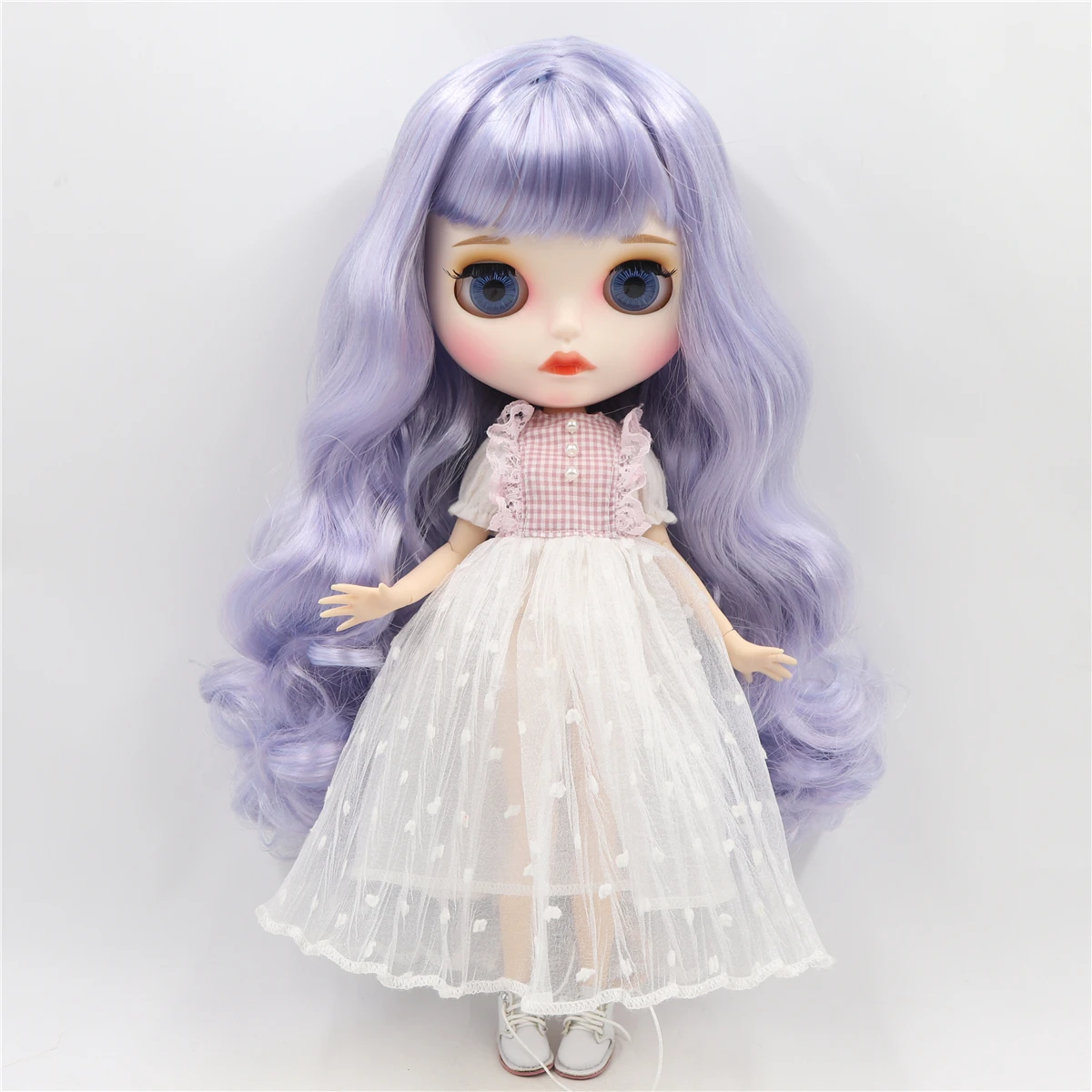 Neo Blythe Doll with Purple Hair, White Skin, Matte Cute Face & Custom Jointed Body 1