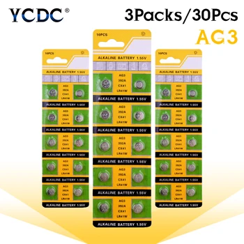 

YCDC 30pcs AG3 SR41 192 button battery 392A L736 LR41 392 384 alkaline battery watch counter electronic instrument battery