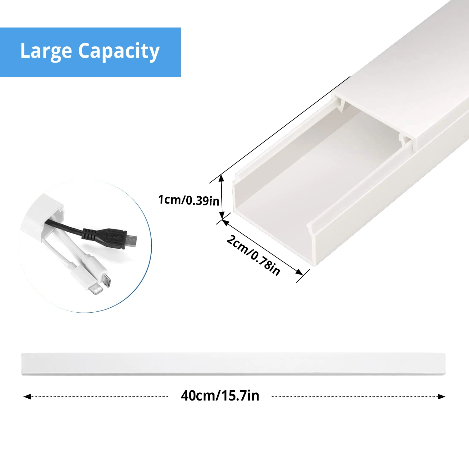 canaleta cables canaletas para cables eléctricos paredes Cubierta de Cable de conducto de PVC, Raceway de pared de gestión de cables, caché eléctrica, canal de Cable, impermeable, 40*2*1 cm cada uno,