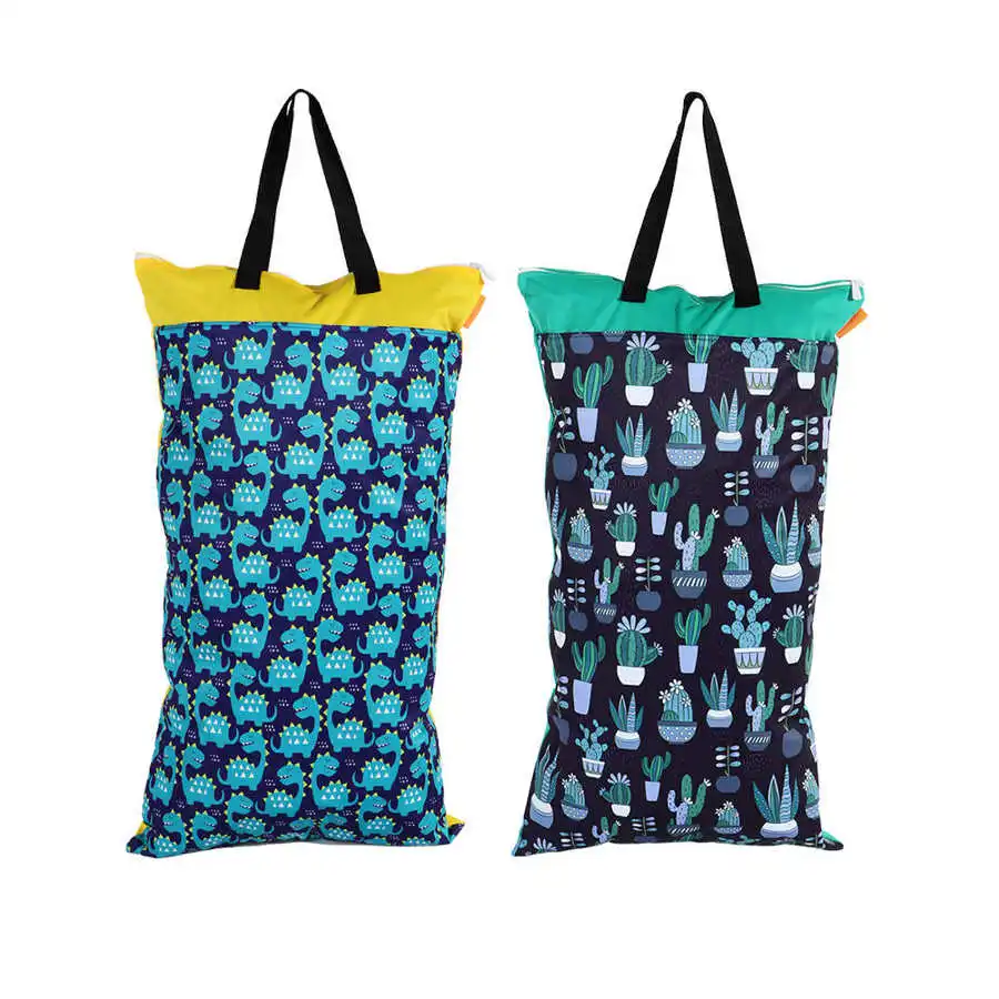 Wet Dry Bag With Two Zippered Baby Diaper Print Reusable Nappy Waterproof Washable 40 x 70cm | Мать и ребенок