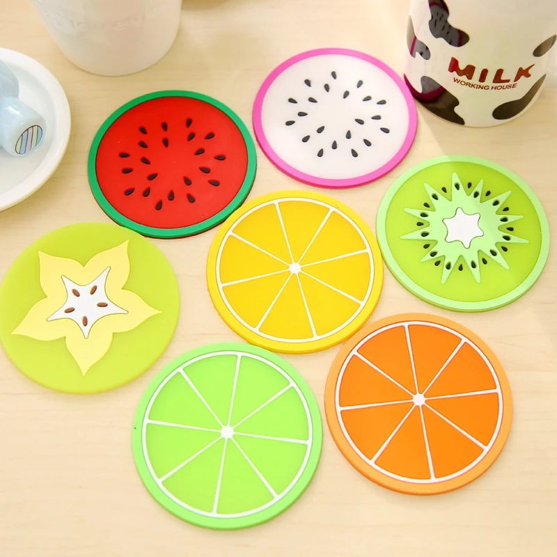1PCS Cup Mat Pad Coaster Fruit Shape Silicone Cup Pad Resistant Insulation Pad Hot Drink