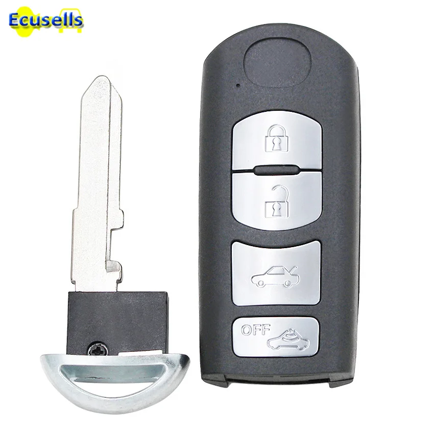 

4 Button New smart keyless entry Replacement Remote Key Shell Case Fob For Mazda 3 5 6 CX-7 CX-9 MX-5 with insert key uncut