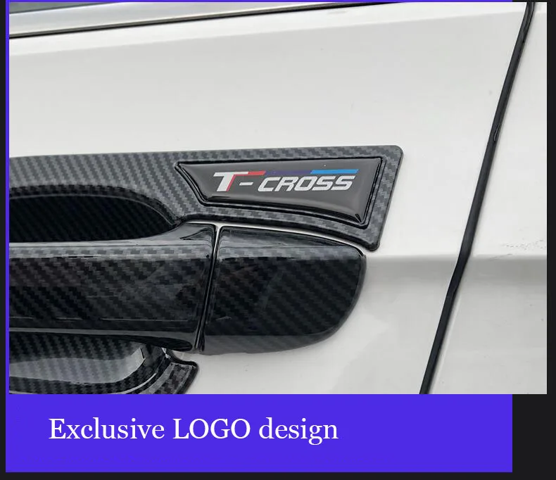 Для Volkswagen VW t-cross ABS с гальваническим рисунком из углеродного волокна, автомобильная дверная ручка, Наружная ручка, дверная чаша, крышка