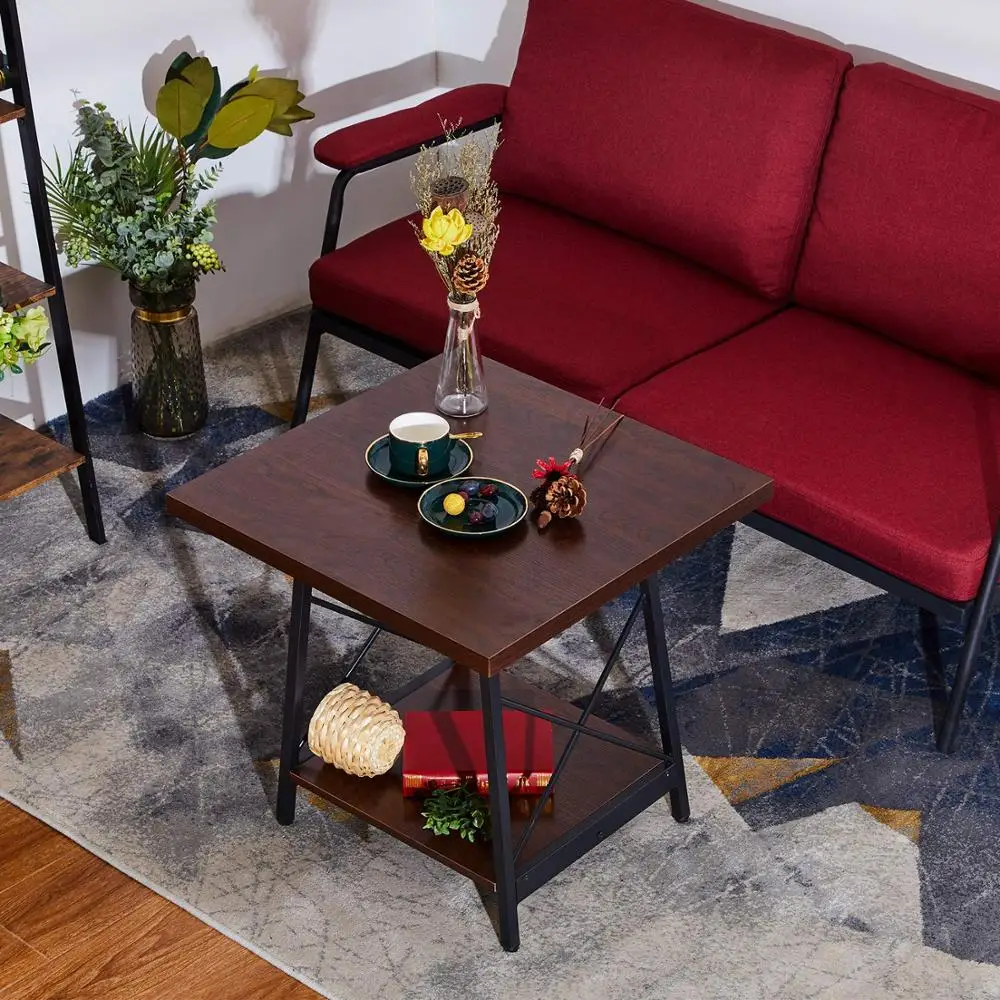 

Square end Table Coffee Table for Living Room Large Size to 23.623.622.8 inch Side Table with Black Iron Frame