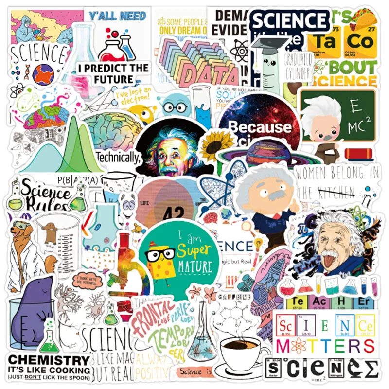 

10/30/50pcs Science Chemistry Laboratory Graffiti Waterproof Skateboard Travel Phone Diy Laptop Car Decal Home Decor Stickers