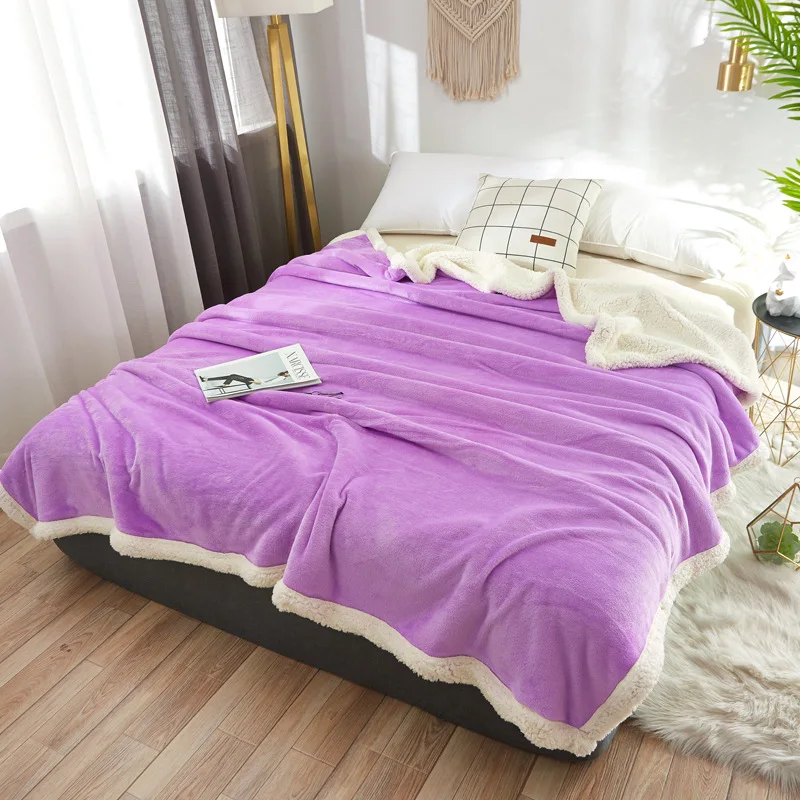 sólida engrossado napping blanket cordeiro flanela moda microfibra manta 150 180 230