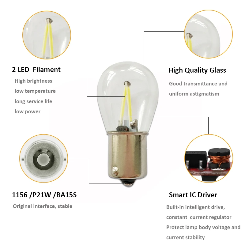 2PCS 1156 BA15S P21W Led ���� 1157 BAY15D P21/5W Led COB �ڵ��� ȸ�� ��ȣ ���� ������ ���� �ڵ� 3000K ����� 6000K ��� �����
