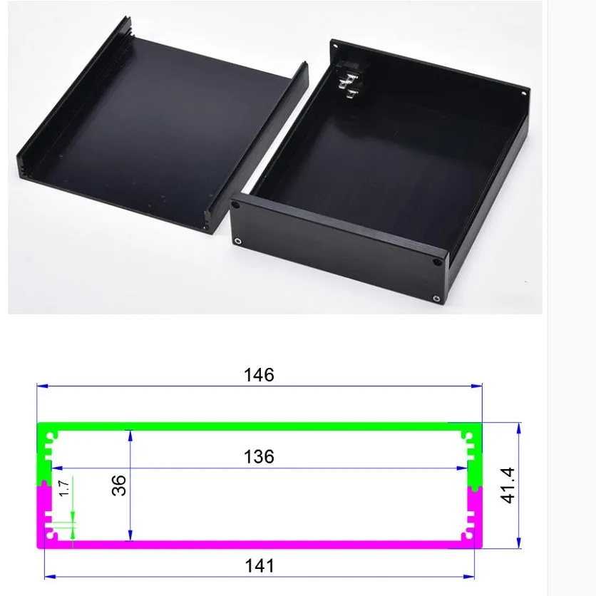 TIANCOOLKEI WH1405 заготовка панели неперфорированный алюминиевый чехол для DIY усилителя