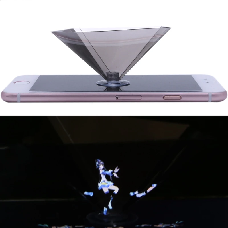 3D Holographic Projector Pyramid Display With Sucker For 3.5-6Inch Smartphone 270B